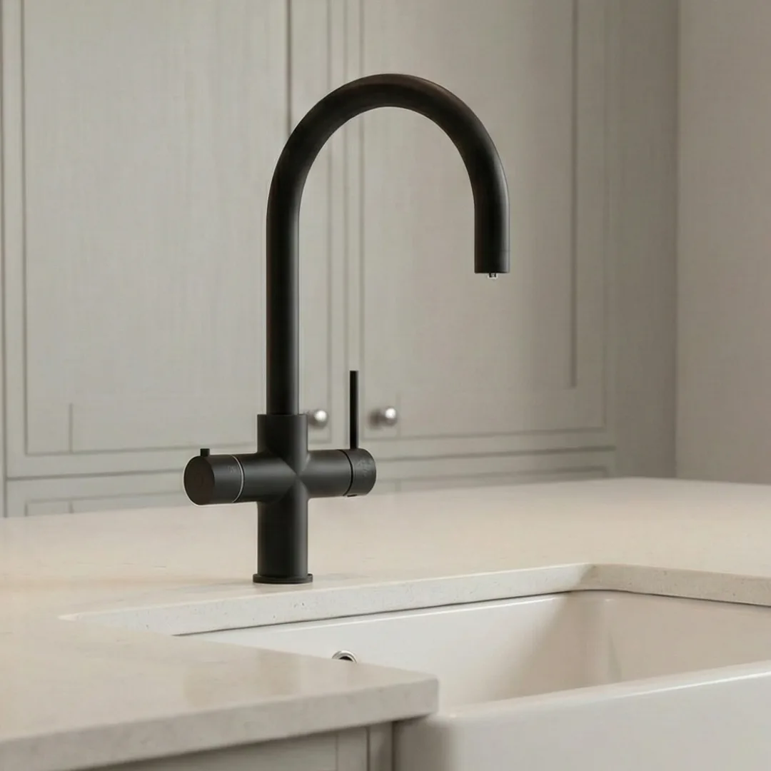4-in1 5-in-1 Sparkling Instant Boiling Chilled Filtered Water Tap Vetta tap C Shape black