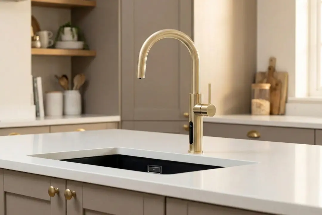 Vettä Tap Digital 5-in-1 tap in Brushed Gold, product shot